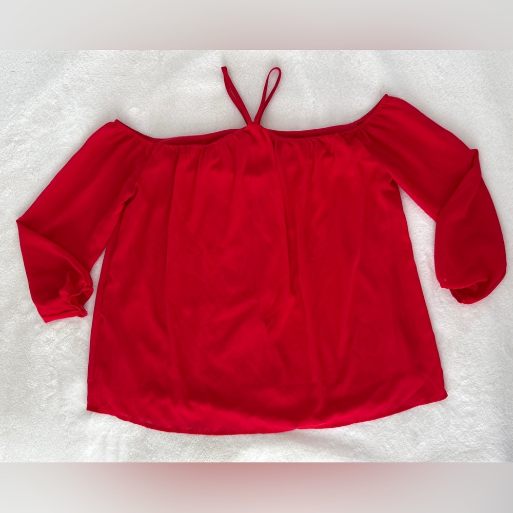 Women's Off the Shoulder Red Blouse, Size XL - NWT - Picture 3 of 8